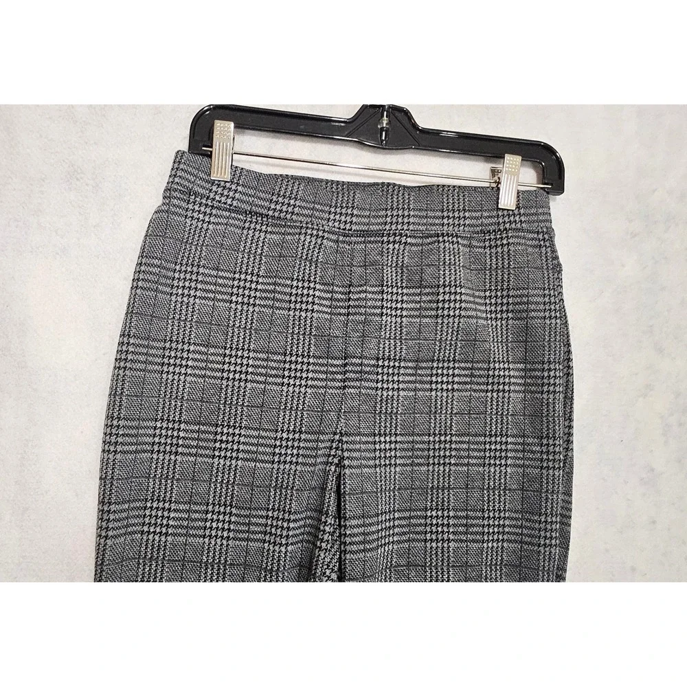 Halara Dress Pants M NEW Work Plex Pull On Grey Skinny Houndstooth Plaid Black